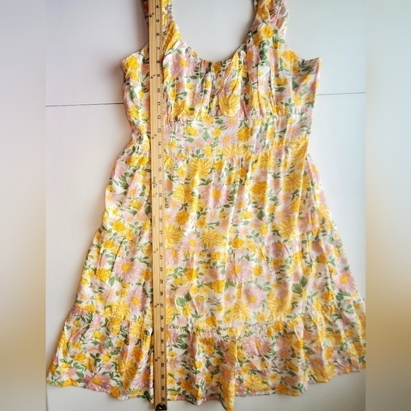 Planet Heart Sz L Yellow Floral Summer Dress 100% Rayon NWT - Picture 8 of 12